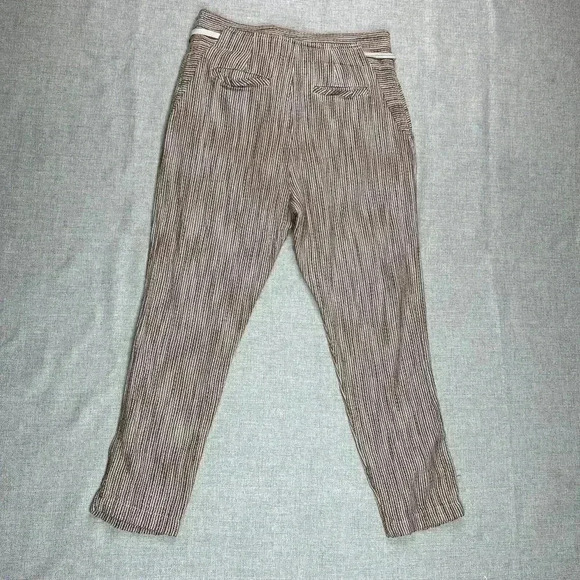 Free People Pants High Rise Tapered Leg Striped Pockets Drawstring Sz 8 - Picture 11 of 11